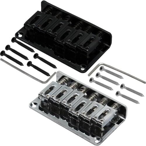 NEW 73mm Fixed Bridge Top Load Hardtail Guitar Bridge Zinc 6-Saddle for ST Guitar,Black/Chrome