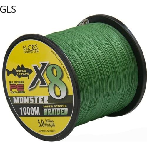 8 Strands Braided Fishing Line 500M 1000M PE Wire 5.6LB-90.0LB Multifilament Fishing Line 5 Colors to Choose