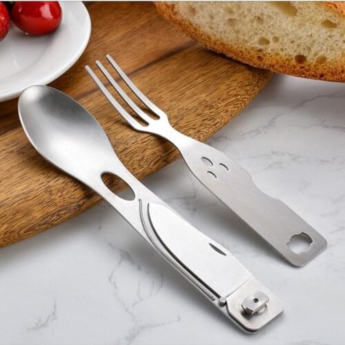 Portable Knife And Fork Spoon Environmental Protection Knife And Fork Multifunctional Outdoor Dinnerware For Picnic Camping Set