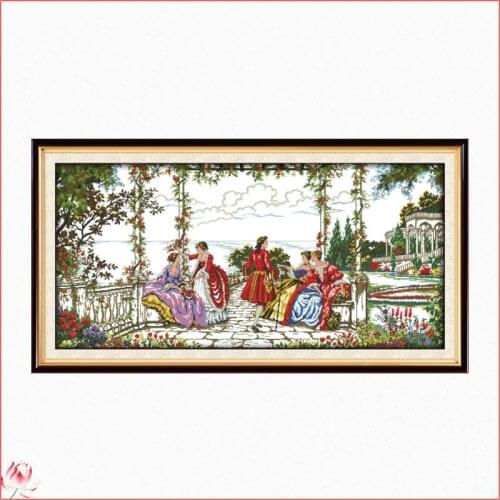 Joy Sunday Best Friends Party Cross Stitch Kit DIY Beauties Pattern 14CT 11CT Embroidery Set Needlework Home Decoration Painting