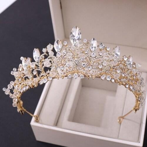 Baroque Faux Crystal Crown Rhinestone Wedding Bridal Tiara Jewelry Headpiece