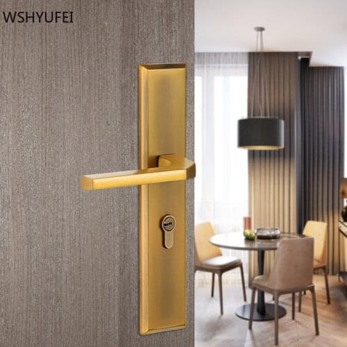 Modern Interior Bedroom Door Lock Mute Fashion Black Door Handle Aluminum Alloy Lock Core Anti-theft Furniture Hardware