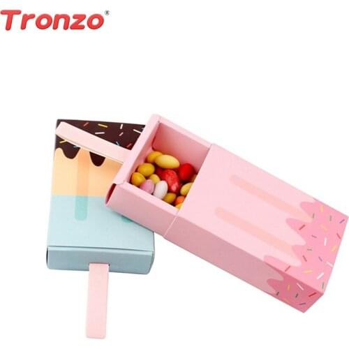 Tronzo Ice Cream Gift Boxes Birthday Party Decorations Kids 5/10pcs Cute Paper Candy Cookie Box Baby Shower Wedding Gift Bags