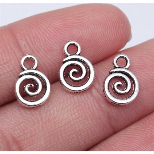 WYSIWYG 40pcs 11x8mm Swirl Charm Pendants For Jewelry Making Antique Silver Color Swirl Pendants Charm Swirl