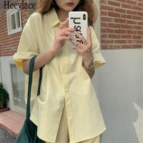 2021 New One Pocket Turn-down Collar Oversize Womens Long Blouses Casual Loose Female Blouse Tops fashion Workwear Shirts