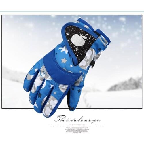 Winter Gloves For Kids Boys Girls Snow Windproof Mittens Outdoor Sports Skiing Gloves Printed Riding Driving Mittens Five Finger