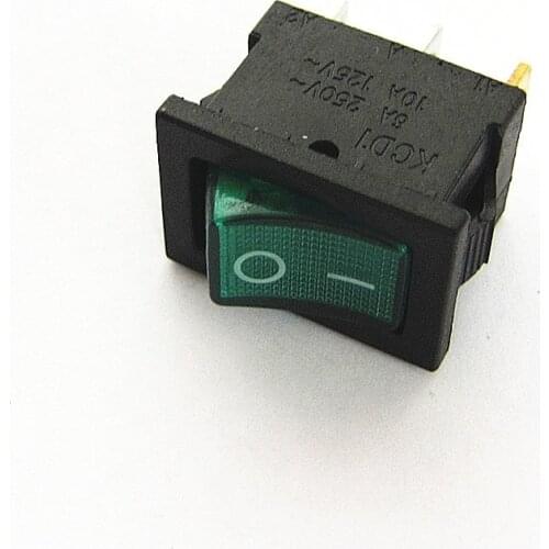 10PCS Ship Type Switch 15*21mm 3PIN ON/OFF Rocker Switch 6A/250V 10A/125V 15X21 With Green Light