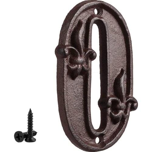 12cm Cast Iron House Numbers with Fleur De Lis Design Vintage DIY Door Address Door Gate Numbers House Sign Number #0