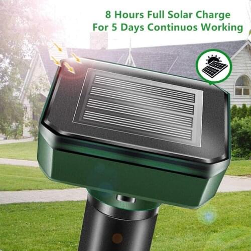 2Pcs Solar Powered Ultrasonic Sonic Mouse Mole Pest Rodent Repeller Repellent Yard LED Light Repeller Outdoor Lamp Yard Garden