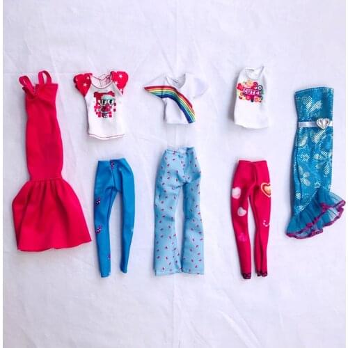 5 Items/ Lot Clothes For Barbie Game Wear Outfit Tops Pants 30 Cm Fashion Dress Miniature Accessories For Barbie DIY Gifts Girls