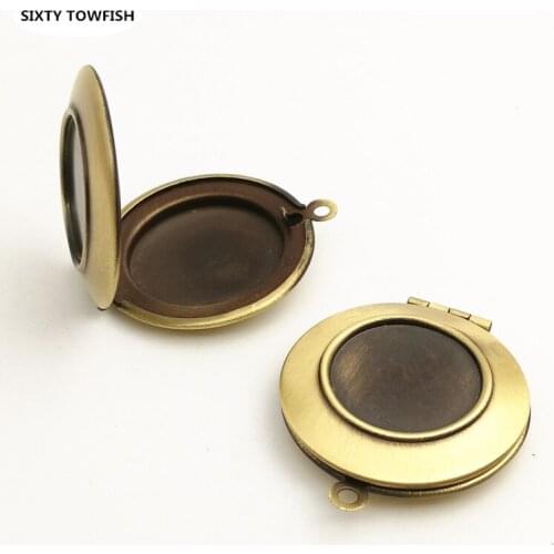 5 Pieces 28mm Metal Photo Frame Brass Antique Bronze Round Locket Box DIY Vintage Pendant Necklaces Bags Photo Accessory