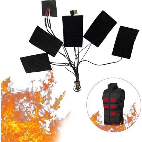 5 Pcs Heating Pad USB Electric Safe Heating Warmer Pad Outdoor Heating Pads for Heated Vest Jacket Shoes Socks