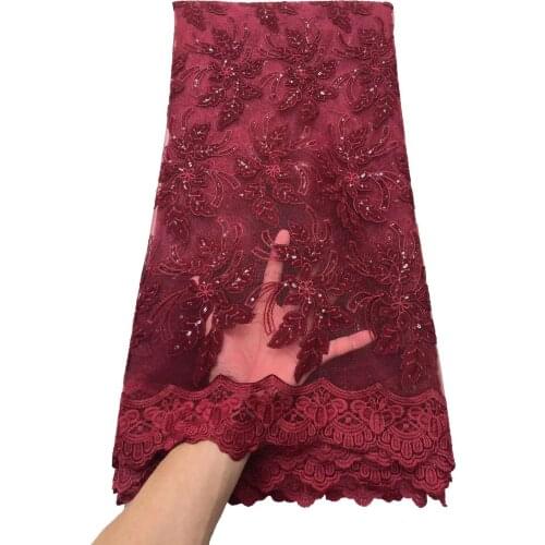 5yards African Lace Fabric 2021 High Quality French Guipure Lace Fabric with Glitters Sequins Cotton Dry Lace For Wedding Dress