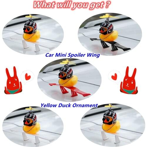 Car Mini Spoiler Wing Auto Tail Wing Carbon Fiber Air Deflector Spoiler Decor Without Perforation With Yellow Duck Ornament