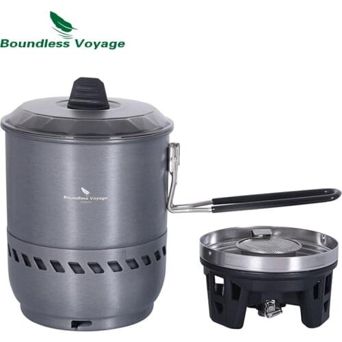 Boundless Voyage Camping Heat Exchanger Pot with Windproof Cooking System Outdoor Cycling Picnic Gas Reactor Stove Cooker