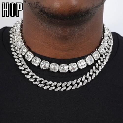 Hip Hop 13MM Cuban Chain Tennis Chain Rhinestone Miami Zircon Bling Iced Out Necklace For Men Women Jewelry