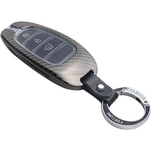 For Hyundai Tucson IV NX4 Flip Key Case Key Fob Cover Case Zinc Alloy 3 Button Carbon Fiber