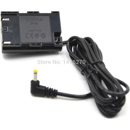 DC 4.0x1.7mm to LP-E6 fake battery DR-E6 DC Coupler ACK-E6 ACKE6 Power Supply for Canon EOS 5D Mark II III 5D2 EOS 5D3 6D 7D 60D