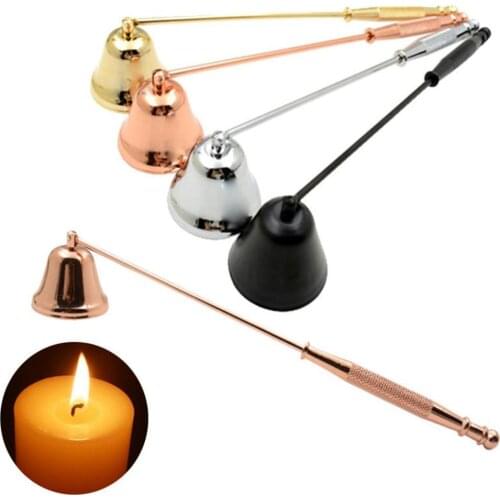 Home Stainless Steel Vintage Metal Bell Shape Candle Snuffer Long Handle Banquet Extinguisher