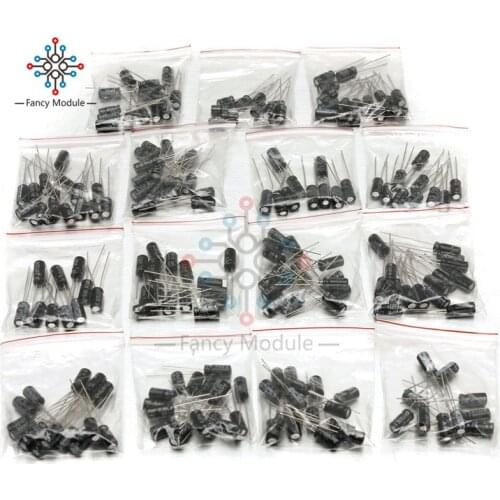 Hot New 200Pcs 15 Value Electrolytic Capacitor Assortment Kit (1uF~220uF) Capacitors Assorted Set on sale