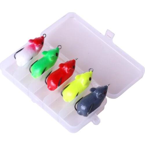 HENGJIA 5pcs/Box Mouse Frog Soft Fishing Lures 8.5g Top water Ray Frog Artificial Soft Bait Winter fishing Accessories