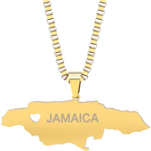 Customized Any Map Necklace Personalized Engraved DIY Jewelry Map Stainless Steel Nameplate Jamaica Map Jewelry Gift