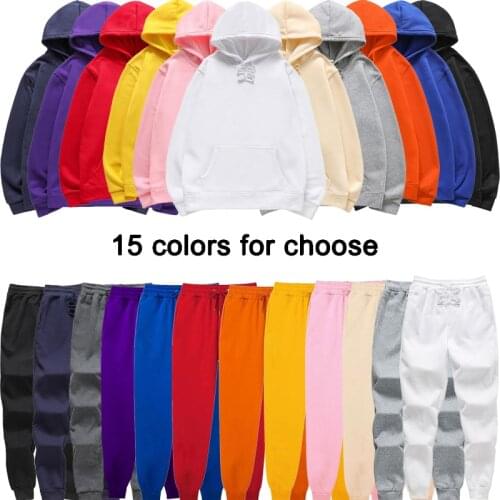 Oversized Cotton hoodie+Sweatpants Two Piece Set Men /Women Jogging Tracksuit Sweatshirts Autumn Winter Fleece Hoodies Pants