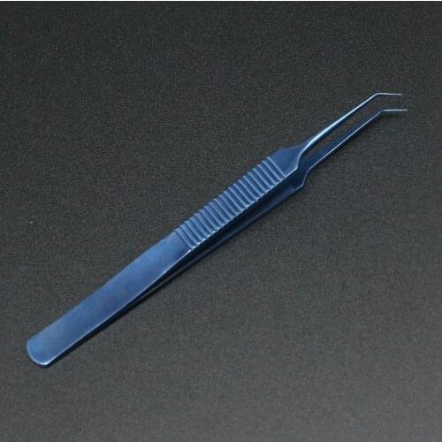 Cosmetology plastic implanted hair tweezers instrument tool titanium alloy fine toothed hair transplant tweezers straight elbow
