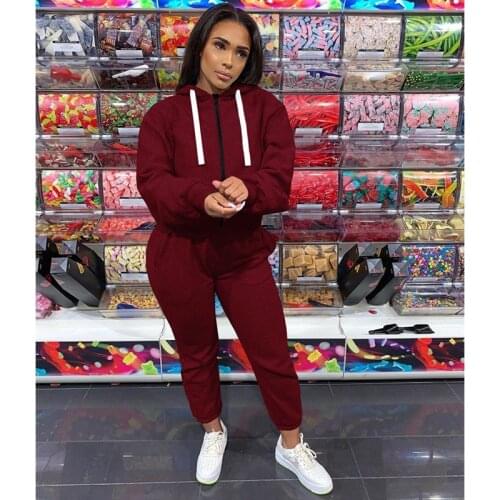 TNNAOFF Trendy Solid two Piece Tracksuits Women Set Zip Long Sleeve Hoodies Fashion Pockets Trousers Lounge Wear Matching Sets