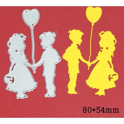 Metal Cutting Dies boy girl carry balloon 2021 new craft Die mold stencils for DIY Scrapbooking Paper Cards Making Die Template