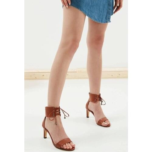 Mio Gusto Harper Tan Lace-Up High-Heeled Shoes