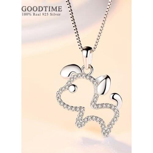 Fashion Women Pendant Pure 100% 925 Sterling Silver Lovely Dog Shape Pendant Necklace Chains Jewelry Gift For Party