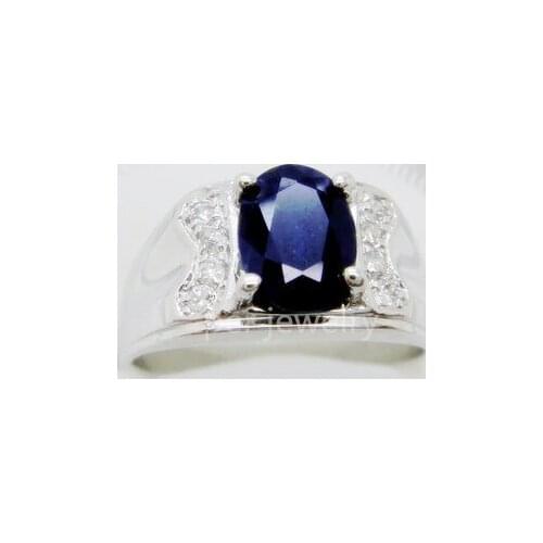 Men ring Free shipping Natural real sapphire rings 6*8mm 1.6CT gemstone Fine jewelry C91253