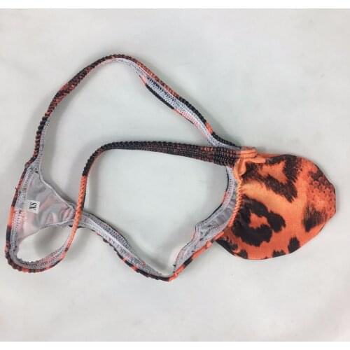 Mens sexy Thong Bulge Pouch T-back Grape Smugglers TIGER prints stretchy swimsuit G4034