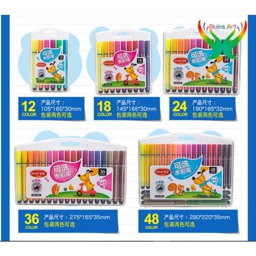 Grasp 12/18/24/36/48color Large capacity children watercolor pen set triangular pole thick head soft head non-toxic and washable