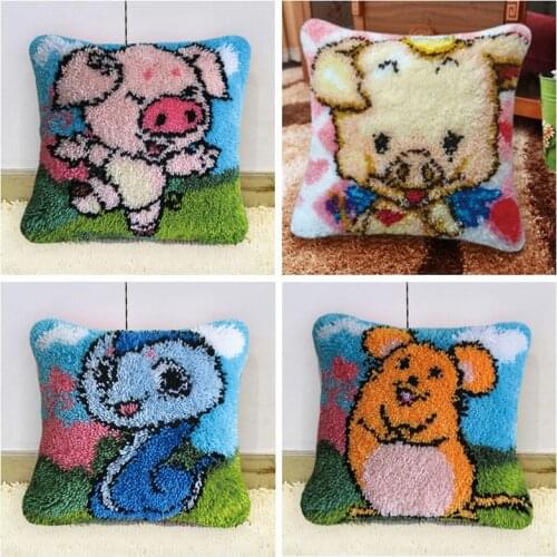 Latch hook rug kit cute Pig Pillowcase Cross-stitch carpet cushion Patchwork DIY embroidery pillowcase thread Craft Home Decor F