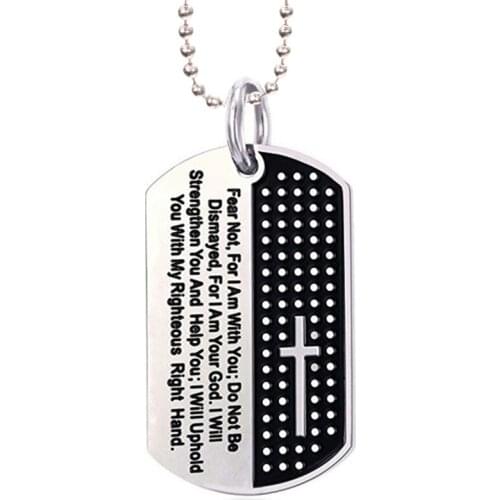 Stainless Steel Tag Cross Necklaces & Pendant Chain Bible Verse Christian Jewelry Christmas Gift For Men