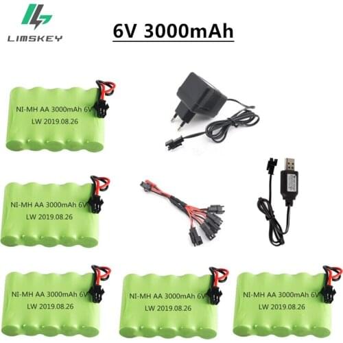 Newest 6v 3000mah NiMH Battery Charger sets For Rc Toys Cars Tank Truck Robots Guns Boats AA Ni-MH 6v Rechargeable Battery Pack