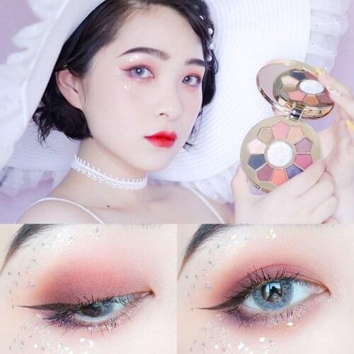 11 Colors Shimmer Matte Eyeshadow Palette Sequin Shining Eye Shadow Makeup Accessory