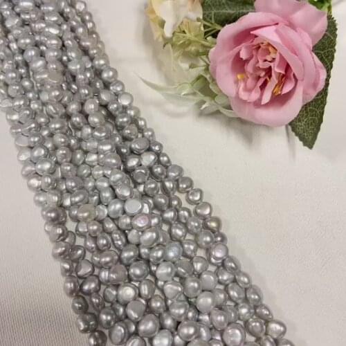 Freshwater pearls natural 7-8mm grey baroque pearl strand for jewelry making