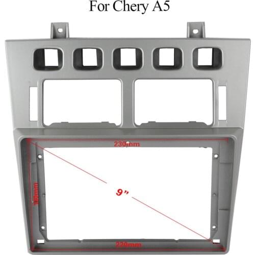 Double Din Silver ABS Fascia Frame Frame For Chery A5 Refit Car 9" Android Radio Navigation DVD Mounting Dashboard