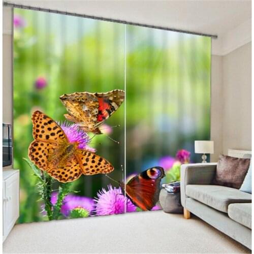 Customized Butterfly Luxury 3D Blackout Window Curtain Drapes For Living room Bed room Hotel Wall Tapestry Cortinas