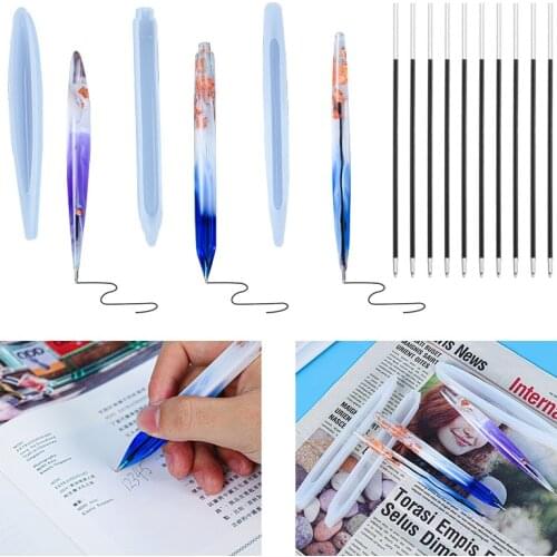 DIY Epoxy 3 Ballpoint Pen Silicone Mold Resin Product Crystal Pen Case 2021 Creative New Jewelry