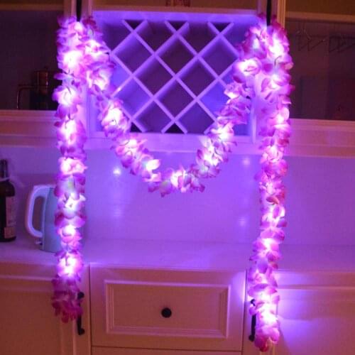 3M LED Light Up Hawaii Flower Garland Banner Floral Wreath Banners Summer Tropical Hawaii Home Wedding Party Decoration