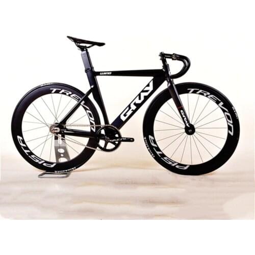 Gray Fixed Gear BIKE 48CM 52CM 55cm Single Speed Bike Aluminium Alloy Frame With Carbon Fork and 700C Carbon 60MM wheel V brake