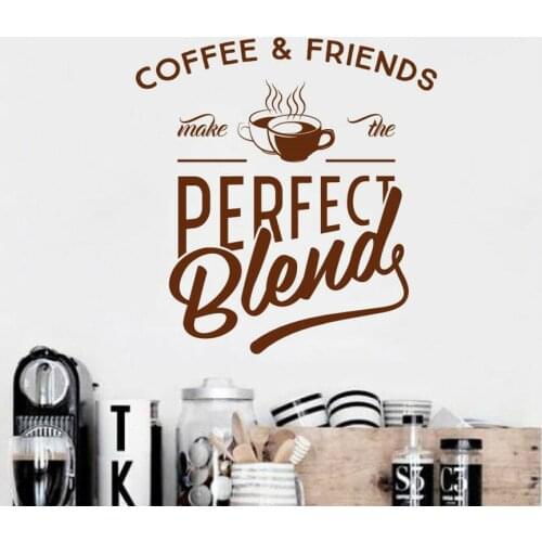 Coffee And Friends Wall Sticker Quotes Relaxing Time Vinyl Window Decals Cafe Restaurant Interior Decor Art Lettering Mural M700