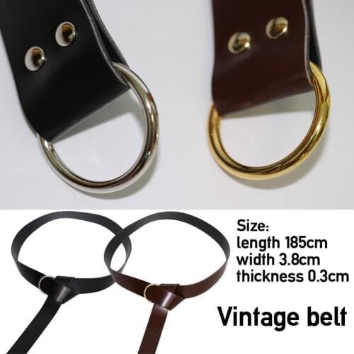 Vintage Medieval Renaissance Ring Belt Pirate Viking Knights Accessories Waist Horseman Steampunk Cosplay Belt Leather A1P4