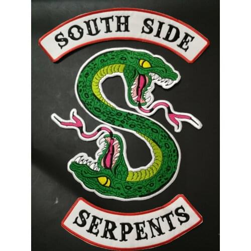 Custom embroidered Green Snake patches for biker south side patches of Vest clothing badges sticker iron on appliques labels
