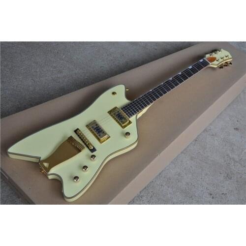 High quality customized version of Billy-Bo signature shaped electric guitar yellow and gold accessories