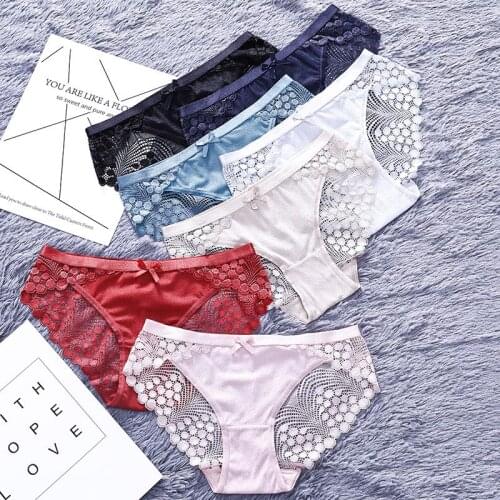 Women Sexy Lace Panties Seamless Cotton Breathable Female Panty Hollow Briefs Plus Size Girl Brand Underwear